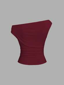 Sweetra Conjunto de top elegante, ligero y cómodo con volantes asimétricos y hombros asimétricos para mujer, ideal para primavera - Multicolor - Ver 6
