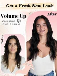 1pc Body Wave Clip In Hair Extensions Real Human Hair, U-Shape Human Hair Clip In Extensions For Women Dark Brown Soft Human Hair - S2 - View 5