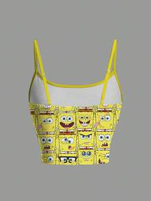 SpongeBob SquarePants | SHEIN Women's Casual Versatile Graphic Camisole Tank Top - White - View 2