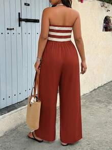 Breezaya Plus Size Women Striped Print Jumpsuit - Multicolor - View 2