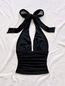 Soleia 女士海星饰边纹理褶皱吊带背心 - 黑色 - 查看 2