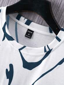 Manfinity LEGND Men's Letter Print Crew Neck Short Sleeve Casual Versatile T-Shirt - Multicolor - View 5