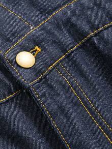 DAZY Solid Button Front Denim Dress - Dark Wash - View 4