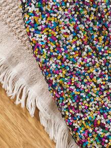 2件套女童针织派对亮片印花T恤和迷你裙套装 - 彩色 - 查看 4