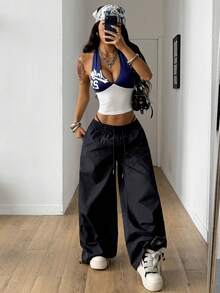 Coolane Women's Summer Streetwear Casual Game Day Preppy Vacation Outfits Beach Outfits Number Pattern Breathable Mesh Stretchy Red Halter Top - Multicolor - View 2