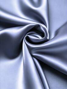 GlowEve CURVE Plus Size Satin Fabric Collared V-Neck Short Sleeve Fitted Shirt, Casual Commute Elegant Outgoing Date Party Blouse - Dusty Blue - View 7