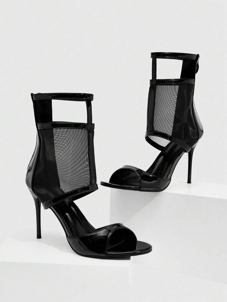 CUCCOO SZL Stylish And Sexy Women's High-Heeled Sandals Mesh Breathable Hollow Design Banquet Party Women's Shoes Cool Boots Prom Heels