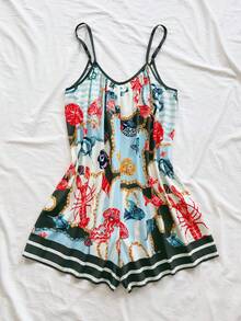 Soleia Áo liền quần nữ kiểu dáng thường ngày, in hình sinh vật biển, hở lưng, cổ chữ V, thích hợp cho kỳ nghỉ biển và du lịch trên tàu biển. - Nhiều màu - Xem 6