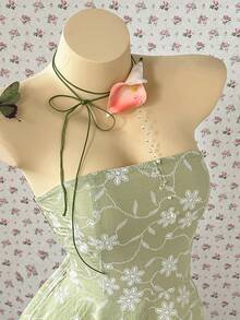 INAWLY Women Floral Embroidery Pattern Casual Versatile Daily Wear Tube Top - Green - View 6