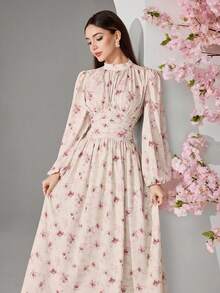 Modelyn Đầm nữ thanh lịch in hoa tay phồng, thích hợp cho công sở. - Nhiều màu - Xem 4