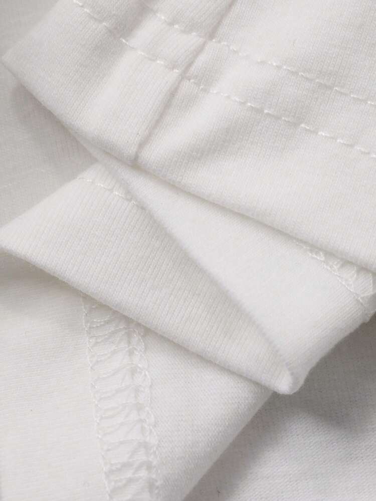 Women's White Cotton Drawstring Square Neck Fitted Short Sleeve T-Shirt, Summer Crop Tops Women