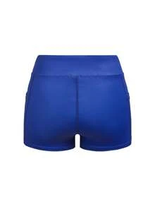SHEIN Cheerettes 两件套女士休闲拼接撞色运动连衣裙和短裤套装 - 藍白色 - 查看 5