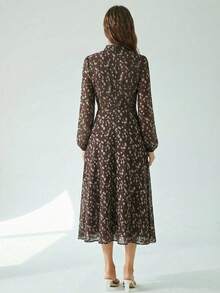 Aveloria Modichic Đầm dài tay xếp ly phía trước, thắt eo, kiểu dáng thanh lịch, đa năng, in họa tiết tie-dye, dành cho nữ, màu xanh dương và xanh lá cây. - Nhiều màu - Xem 3