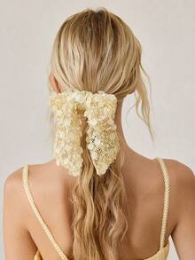 MOTF PREMIUM 亮片飘带蝴蝶结缎面发带 - 黃色 - 查看 8