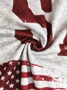 Resyla Camiseta de manga corta de cuello redondo casual con estampado de letras y bandera americana para mujer, verano - Multicolor - Ver 4