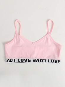 SHEIN Girlism 3件套少女简约字母装饰吊带背心文胸套装 - 彩色 - 查看 3