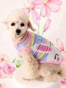PETSIN Áo vest cho thú cưng (mèo và chó) in hình chú thỏ dễ thương sọc nhiều màu sắc mừng lễ Phục Sinh, bán theo bộ 1 chiếc. - Nhiều màu - Xem 7