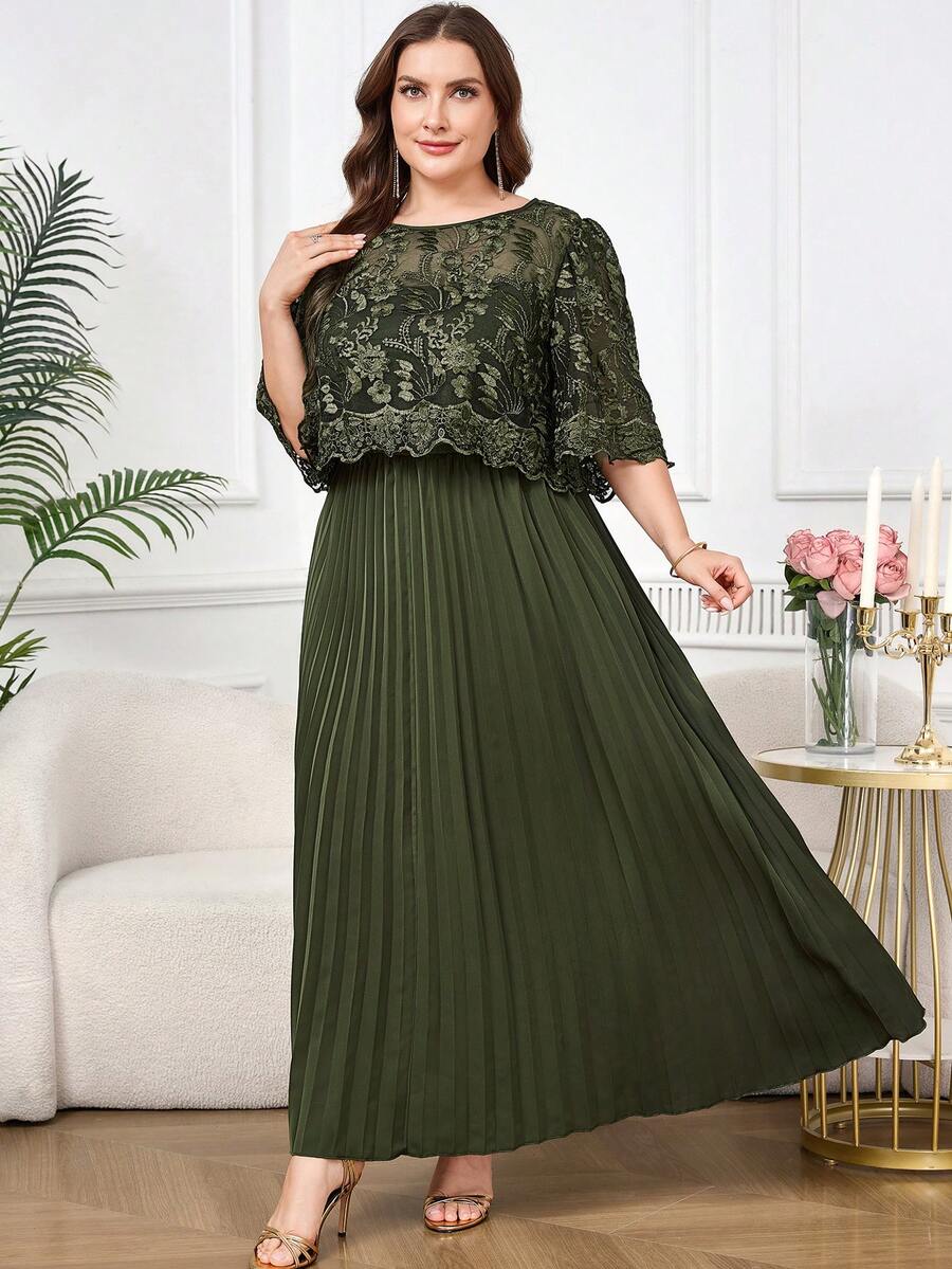 Reflora Plus Size Elegant Ruched Dark Green Winter Dress For Wedding Guest,Luxury Evening Prom Ball Gown,Formal Party Bridesmaid Graduation Long Dresses