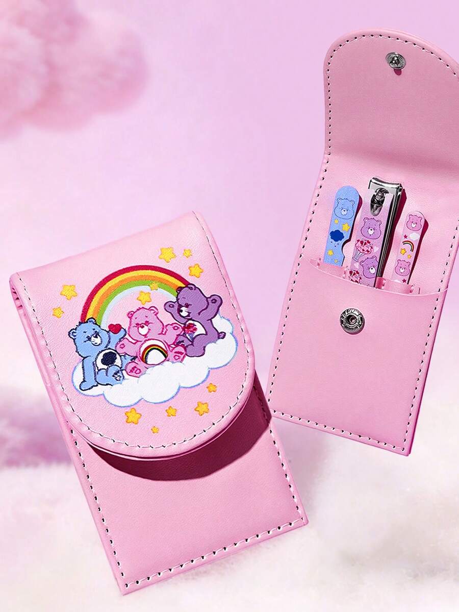 SHEIN X Care Bears 4件套便携式指甲钳套装,配粉色收纳袋,优质不锈钢美甲套装,专业美容套装,包含指甲钳、便携式指甲锉和耳勺,适合旅行或居家使用的个人护理套装,经久耐用,沙龙级品质,方便在家进行指甲护理。 - 粉色 - 查看 1