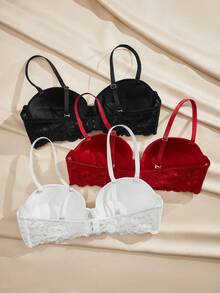 Charlaine 3pcs Contrast Lace Underwire Bra - Multicolor - View 2