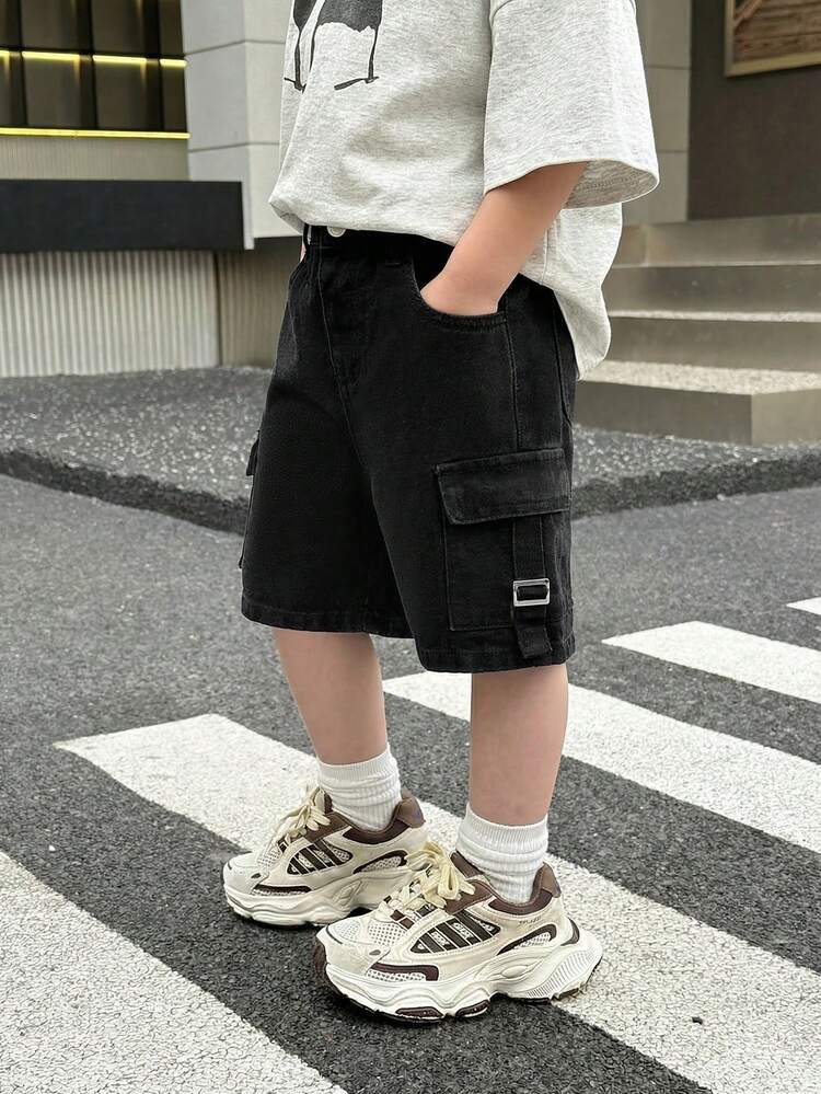 Quần short kaki đen dáng rộng cho bé trai - màu đen - Xem 7