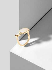 MOTF PREMIUM Pre18k Gold Plated Geometric White Shell Simple Temperament Ring - Yellow Gold - View 5