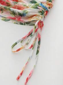 Roelina 女士印花圆领长袖抽绳设计时尚连衣裙 - 彩色 - 查看 5