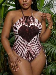 Vaytide 大码连体泳衣，休闲简约印花设计，女士款 - 彩色 - 查看 5