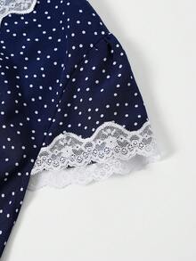 Breezaya Plus Size Women's Navy Blue Summer 1920s Flapper Date Night Dress,Vintage Early Spring Lace Trim White Polka Dot Casual Dresses,Yisikado Zanea Dress - Navy Blue - View 12