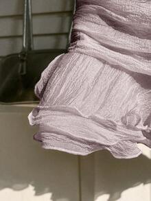 Elamini Chân váy nữ kiểu dáng thanh lịch với viền bèo nhún, thích hợp cho kỳ nghỉ. - Màu tím hoa cà - Xem 4