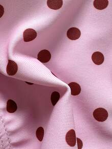 Swim Mod 女士波点印花泳衣套装，适合海滩度假 - 粉色 - 查看 8