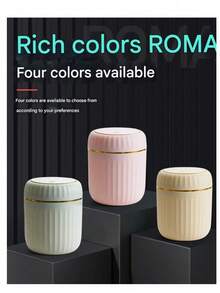 1 Piece Modern Minimalist Desktop Trash Can With Lid, ABS+PP Material, White, Hands-Free, Compact For Home, Bedroom, Office, Including 5 Rolls (15pcs/Roll) Random Color Trash Bags For Kitchen, Bathroom 1pc Press-Top Mini Trash Can - Durable PP Material, Compact Desktop Waste Basket For Office, Bedroom, Living Room - Multicolor - View 5