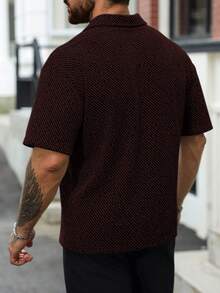 Manfinity Homme Black & Beige Striped Plus Size Casual Men's Polo Shirt - Brown - View 2