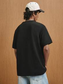 TOKVUE Men Solid Notched Neck Tee - Black - View 2