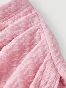 SHEIN MOD 女士粉色不对称下摆真丝半身裙 - 粉色 - 查看 5