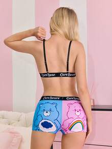 SHEIN X Care Bears 女士字母卡通印花休闲内衣套装 - 粉色 - 查看 3