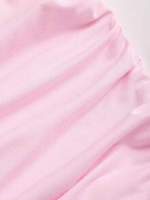 Sweetra Sweet And Girly Pink Dress With Unique Pure And Alluring Lace Trim, Asymmetric Neck Design, Cinched Waist, Layered Pleats, And A French-Style Elegant Hem. Perfect For Spring And Summer. - Pink - View 5