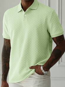 Manfinity Homme Áo polo nam tay ngắn màu xanh neon, chất liệu vải sần, thích hợp mặc đi làm, đi nghỉ lễ. - màu xanh lá - Xem 3