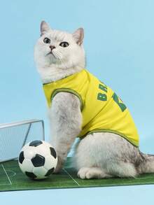 PETSIN 巴西足球队宠物服装，猫/狗夏季透气背心，1件装 - 彩色 - 查看 4