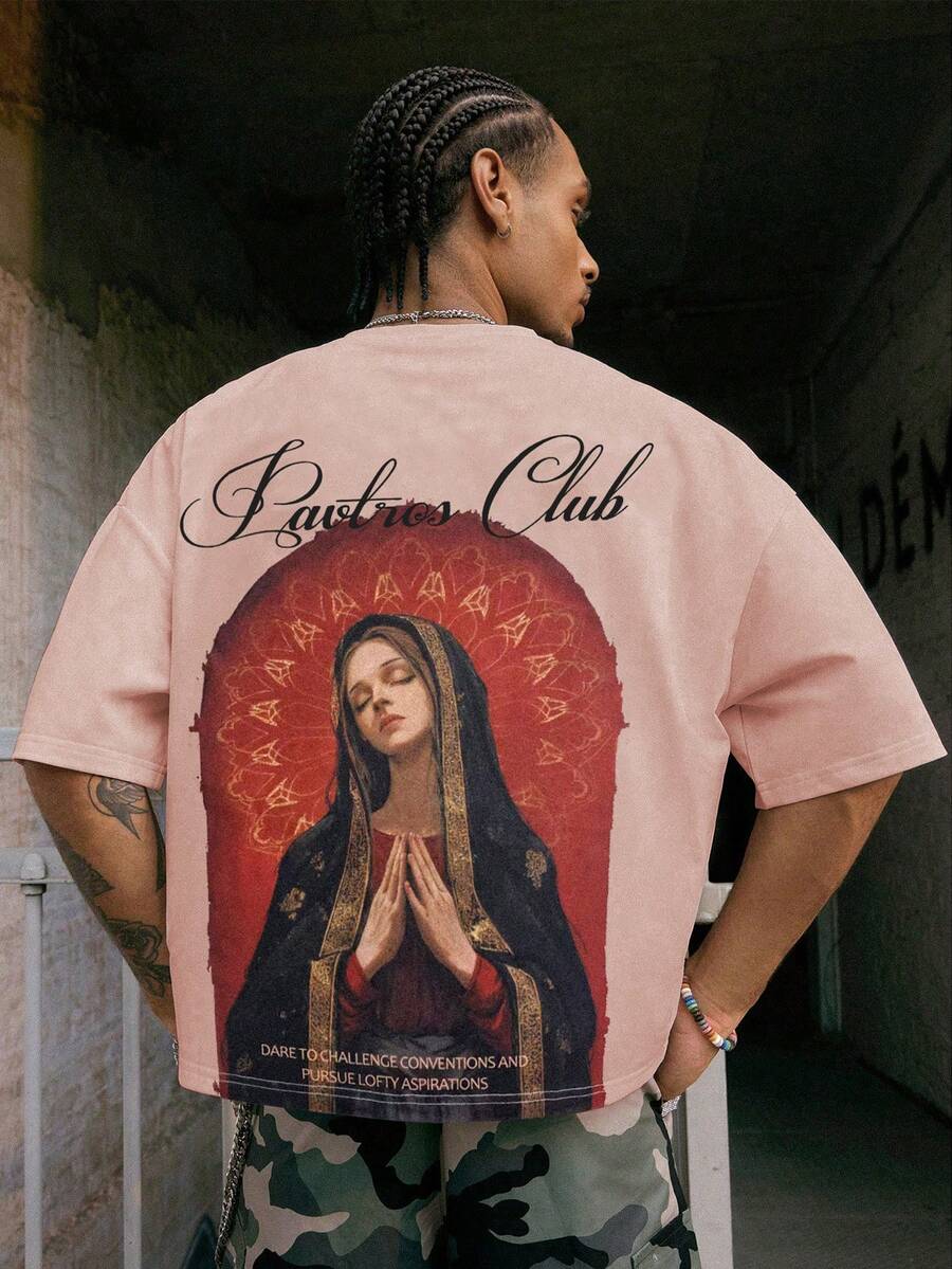 PAVTROS Áo thun nam thời trang in hình thánh nhân theo yêu cầu - Hồng - Xem 1