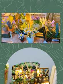 1套木制DIY小屋，手工DIY组装建筑模型房屋，装饰品，微缩景观玩具 - 彩色 - 查看 8