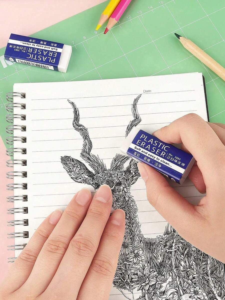 2支/6支/10支/30支装蓝色2B软橡皮,易书写,学生绘画文具,多种颜色包装,返校季必备 - 長方形 - 查看 1