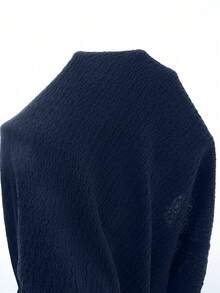 Olithes 时尚新款春夏约会之夜性感优雅修身高领金属扣褶皱无袖连衣裙（女款） - 藏蓝色 - 查看 3