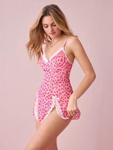 Bonmuse 2件套女士性感蕾丝拼接睡袍套装 - 粉色 - 查看 6