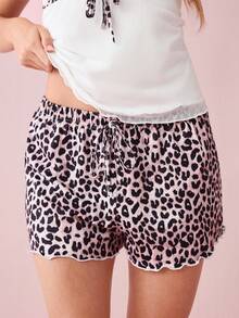 Bonmuse 2pcs Women Leopard Print Patchwork Bow Sleepwear Set Sexy Sleep Set Lingerie Pajamas Set Pajama Set Sexy Cheetah Print Lingerie Set Lingerie Sleep Set - White - View 9