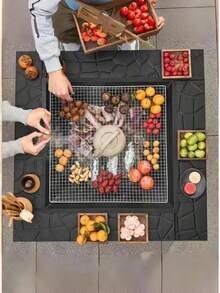 High-End Large Square Barbecue Grill And Fire Pit - Two-In-One Outdoor Heating And Barbecue All-In-One Machine, Suitable For Parties, Garden Parties, Campfire Tea, Foldable Design - Luxury Courtyard Heating Table - Outdoor square grill - View 4