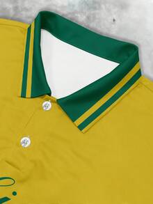 Manfinity EMRG Áo polo nam tay ngắn in chữ phối màu, kiểu dáng thường ngày, thích hợp cho mùa hè. - Nhiều màu - Xem 4