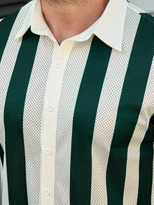 VENTUSAIL Camisa casual de manga corta de una sola hilera con rayas para hombre - Multicolor - Ver 5