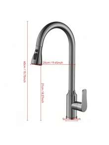Kitchen Faucet With Pull-Out Spray Head, Kitchen Sink Mixer Faucet With 360° Rotation, Kitchen Mixer Faucet With 3 Spray Modes, Kitchen Mixer Faucet, Brushed Stainless Steel Kitchen Faucet. - Multicolor - View 2