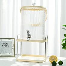 1件装新款轻奢双层冷水壶置物架桌面果汁饮料储水架水壶带水龙头饮料冰桶饮料分配器 - 米色 - 查看 3